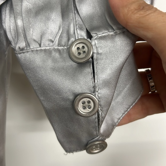 Anthropologie Jak & Rae Silver silk blouse sz 0 - Picture 5 of 5